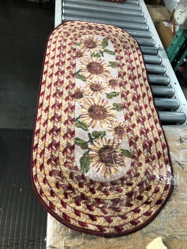 Photo 2 of **SMALL CUT Brumlow Mills Sunflower Braided Pattern Rustic Floral Area Rug for 20" x 44" Sunset