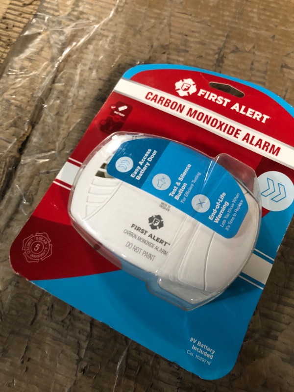 Photo 2 of FIRST ALERT FAT1039718 Battery-Powered Carbon Monoxide Alarm, 9v, White