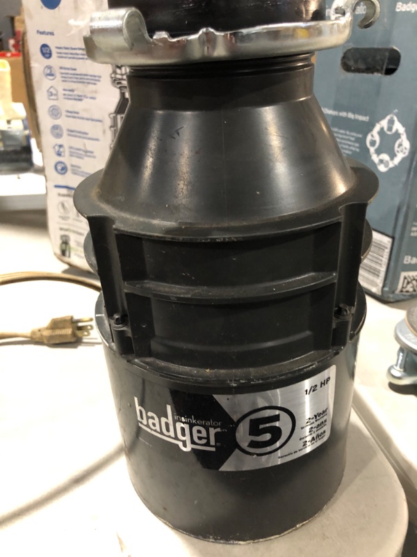 Photo 6 of ** VERY USED** 
Insinkerator Badger Corded 1/2-HP Continuous Feed Garbage Disposal in Gray | 79051A-ISE