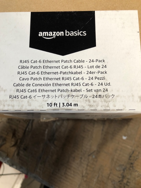 Photo 2 of Amazon Basics RJ45 Cat 6 Ethernet Patch Cable, 1Gpbs Transfer Speed, Gold-Plated Connectors, 10 Foot - Pack of 24 10 Foot 24-Pack (24 Count) Black