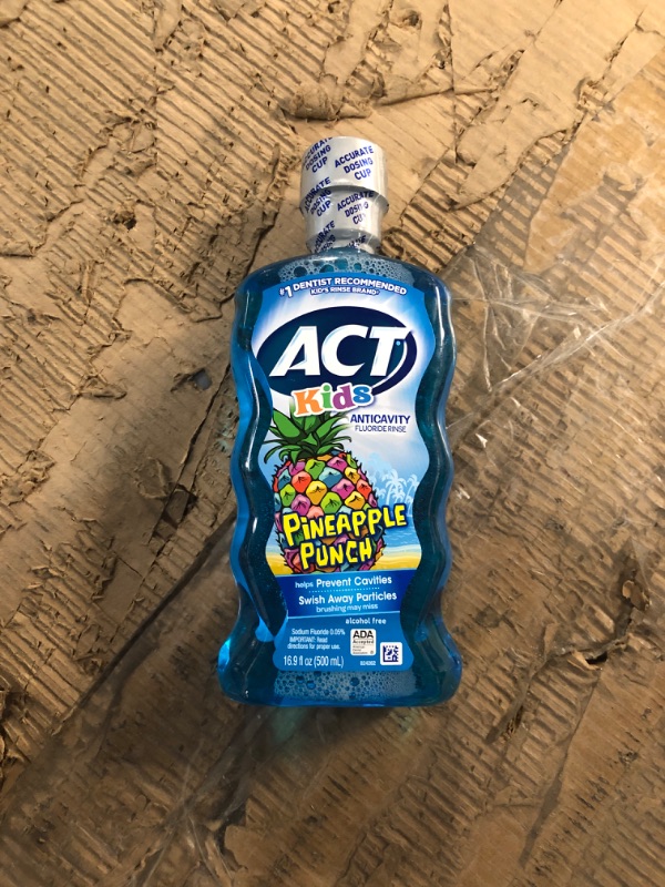 Photo 2 of ACT Kids Anticavity Fluoride Rinse Pineapple Punch 16.9 fl. oz. Accurate Dosing Cup, Alcohol Free