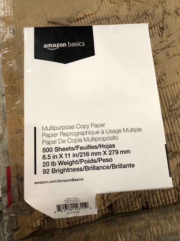 Photo 2 of Amazon Basics Multipurpose Copy Printer Paper, 8.5 x 11 Inch 20Lb Paper - 1 Ream (500 Sheets), 92 GE Bright White 1 Ream | 500 Sheets Multipurpose (8.5x11) Paper