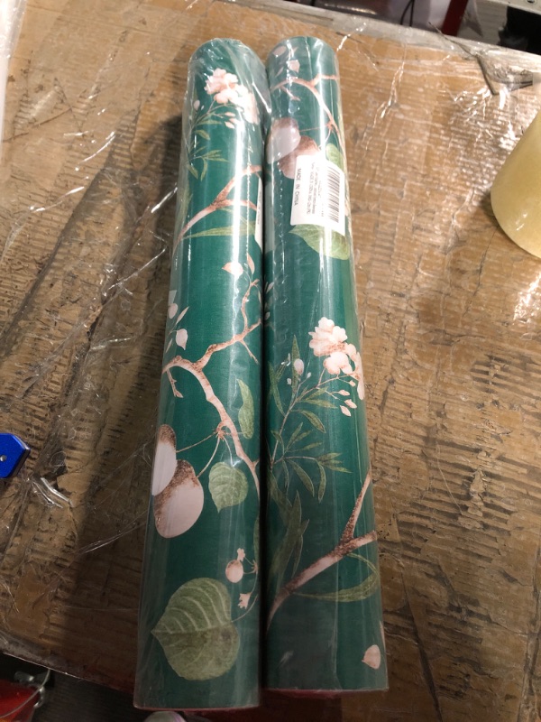 Photo 2 of **NONREFUNDABLE BUNDLE OF 2** YIFU LIFE 9452 Green Floral Peel and Stick Wallpaper Removable Self Adhesive 17.7"x 9.8 ft