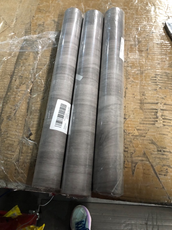 Photo 2 of ***NONREFUNDABLE BUNDLE OF 3**SECOCTSR Wood Wallpaper Grey Contact Paper 15.7”x 118” 15.7" x 118"?12.86sq.ft Gray