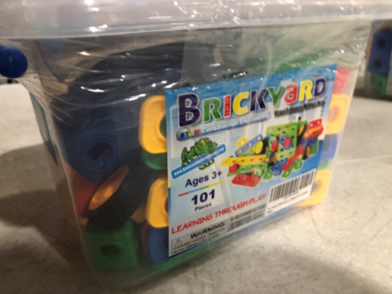 Photo 3 of Brickyard Building Blocks STEM Toys - Educational Building Toys for Kids Ages 4-8 with 101 Pieces, Tools, Design Guide and Toy Storage Box, Gift for Boys & Girls