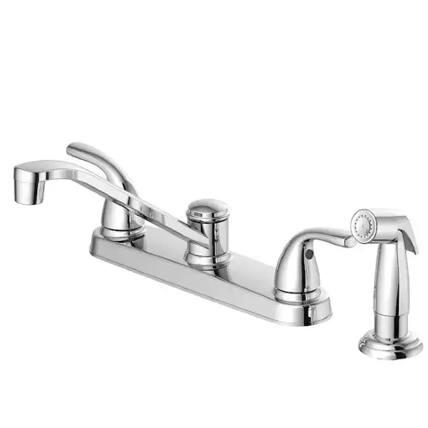 Photo 1 of [FOR PARTS, READ NOTES]
Project Source Dover Chrome Double Handle Low-arc Kitchen Faucet with Deck Plate and Side Spray Included NONREFUNDABLE