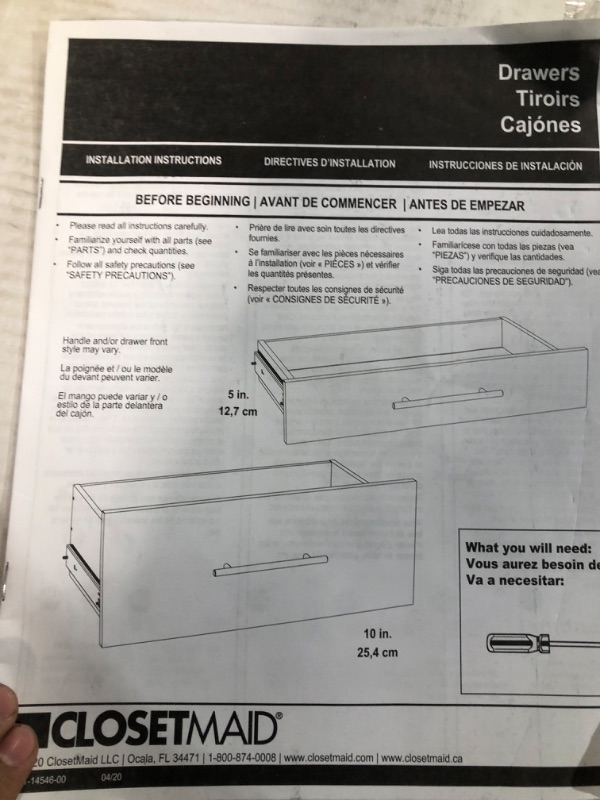 Photo 2 of [READ NOTES]
ClosetMaid BrightWood 25-in x 10-in x 13-in White Drawer Unit