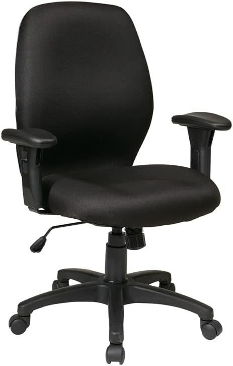 Photo 1 of Pemberly Row Black Fabric Chair with Height Adjustable Arms and Nylon Base