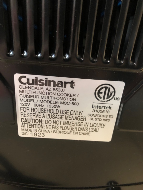 Photo 4 of Cuisinart MSC-600 3-In-1 Cook Central 6-Quart Multi-Cooker: Slow Cooker, Brown/Saute, Steamer