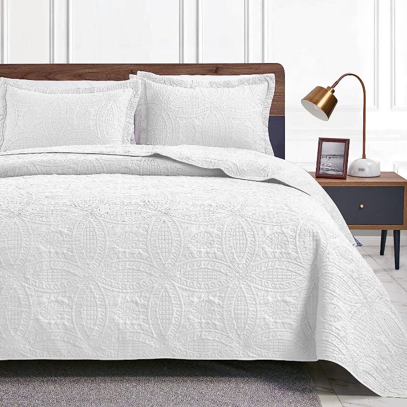 Photo 1 of **STOCK PHOTO FOR REFERENCE** Love's cabin Grey Quilt Bedspreads - Soft Bed Summer Quilt Lightweight Microfiber Bedspread- Modern Style Coin Pattern Coverlet for All Season 