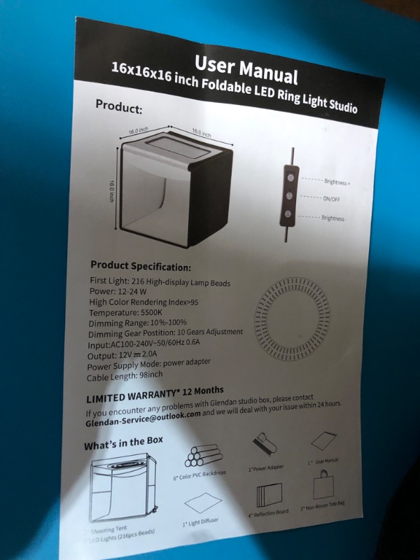 Photo 2 of Photo Studio Light Box, Wisamic 16" Photo Box for Product Photography 