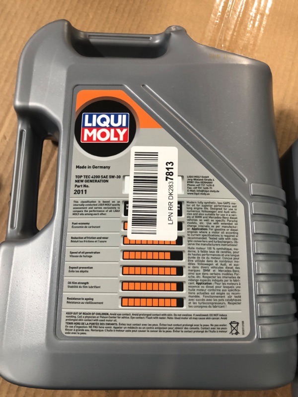 Photo 1 of Liqui Moly (2011) Top Tec 4200 SAE 5W-30 Longlife Motor Oil - 5 Liter