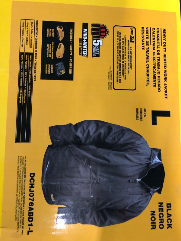 Photo 4 of ***MISSING POWER ADAPTOR***
DEWALT LARGE Black Polyester Heated Jacket L