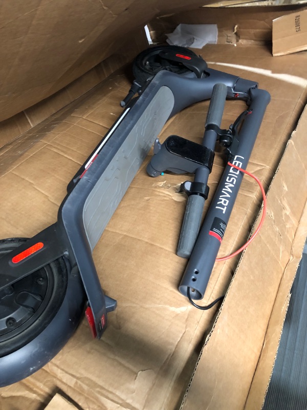 Photo 2 of **MISSING CHARGER AND HARDWARE**
LEQISMART A8 Electric Scooter Adults & Scooter Lock, 28 Miles Long Max 630W Motor & Foldable