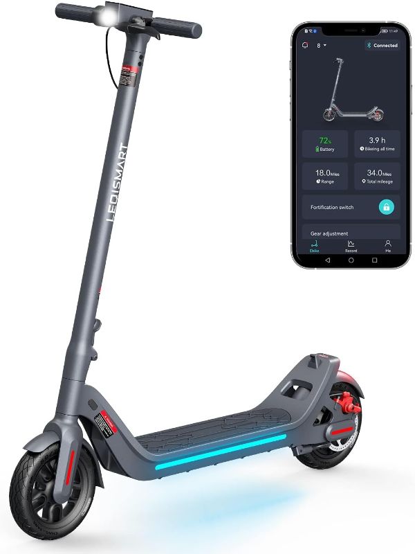 Photo 1 of **MISSING CHARGER AND HARDWARE**
LEQISMART A8 Electric Scooter Adults & Scooter Lock, 28 Miles Long Max 630W Motor & Foldable