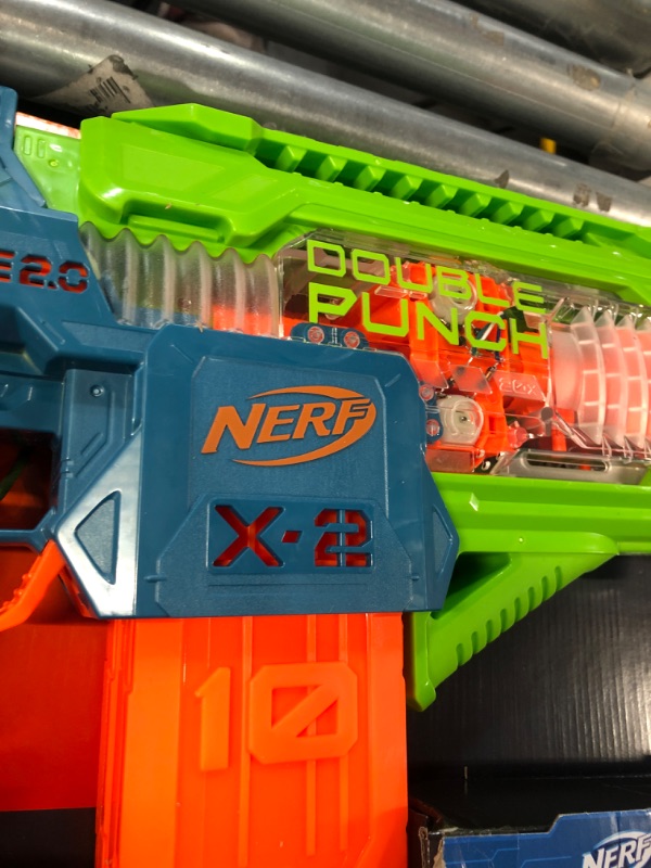 Photo 3 of * not functional * sold for parts * 
Nerf Elite 2.0 Double Punch Motorized Dart Blaster, Rapid Alternating Barrels, 50 Nerf Elite Darts, 2X 10-Dart Clips, Ages 8 & Up