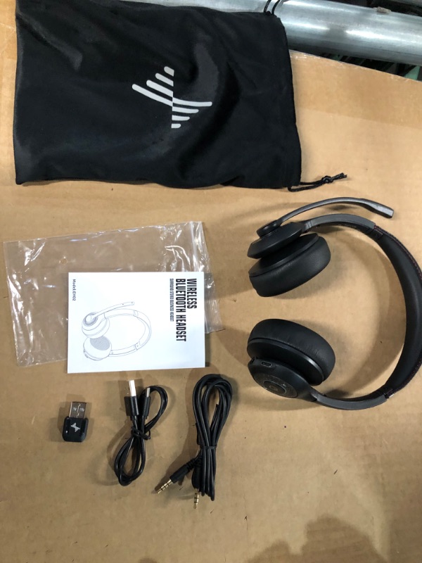 Photo 5 of JIAMQISHI Wireless Headset with AI Noise Cancelling Microphone Bluetooth Headset - Bluetooth V5.2 Headphones with USB Dongle & Mic Mute for Computer/Laptop/PC/iPhone/Android/Cell Phones/Zoom/Ms Teams
