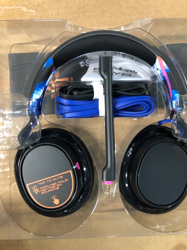 Photo 2 of Skullcandy SLYR Pro Multi-Platform Over-Ear Wired Gaming Headset, Enhanced Sound Perception, AI Microphone, Works with Xbox Playstation and PC - Blue SLYR Pro Blue Digi-Hype