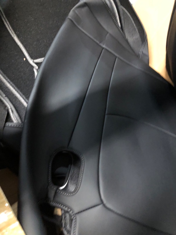 Photo 3 of Maysoo Tesla Model Y Seat Covers Nappa Leather Car Seat Covers, for Tesla Model Y 2023 2022-2020 5 Seat Black Car Seat Cover Car Interior Cover All Weather Protection(Black-Nappa,Model Y(Full Set)) black-nappa model Y(full set)