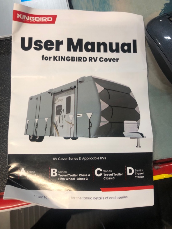 Photo 3 of KING BIRD Upgraded Travel Trailer RV Cover, Extra-Thick 5 Layers Anti-UV Top Panel, Durable Camper Cover, Fits 20'- 22' Motorhome -Breathable, Waterproof, Rip-Stop with 2Pcs Straps & 4 Tire Covers 20-22FT - 264"L*105"W*108"H