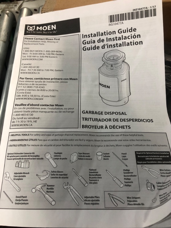 Photo 3 of **NON-REFUNDABLE-SEE COMMENTS**
Moen GXB75C Host Series Control Activation 3/4 HP Garbage Disposal with Sound Reduction, Power Cord Included Batch Feed 3/4 HP Garbage Disposal