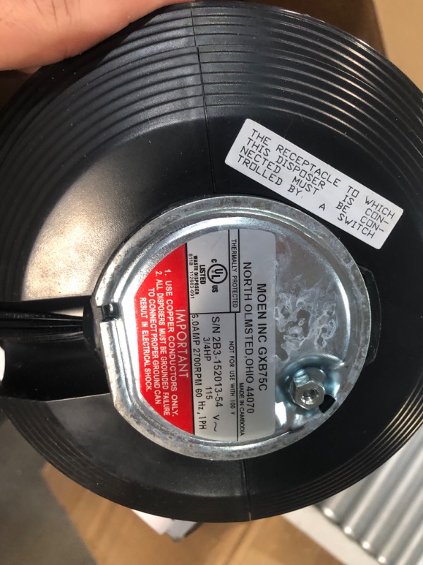 Photo 4 of **NON-REFUNDABLE-SEE COMMENTS**
Moen GXB75C Host Series Control Activation 3/4 HP Garbage Disposal with Sound Reduction, Power Cord Included Batch Feed 3/4 HP Garbage Disposal