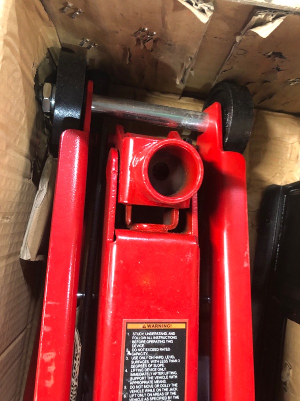 Photo 2 of Bundle of BIG RED T83006 Torin Hydraulic Trolley Service/Floor Jack with Extra Saddle, 3 Ton (6,000 lb) Capacity + BIG RED T43202 Torin Steel Jack Stands, 3 Ton (6,000 lb) Capacity, 2 Stands Red + Jack Stands