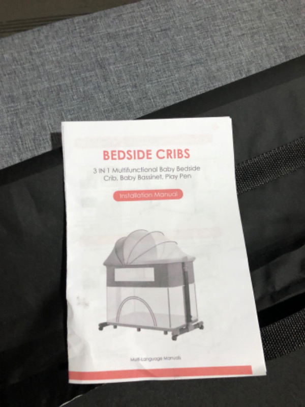 Photo 4 of **SEE CLERK NOTES** Ixdregan 3 in 1 Baby Bassinet - Baby Bedside Bassinet GREY 