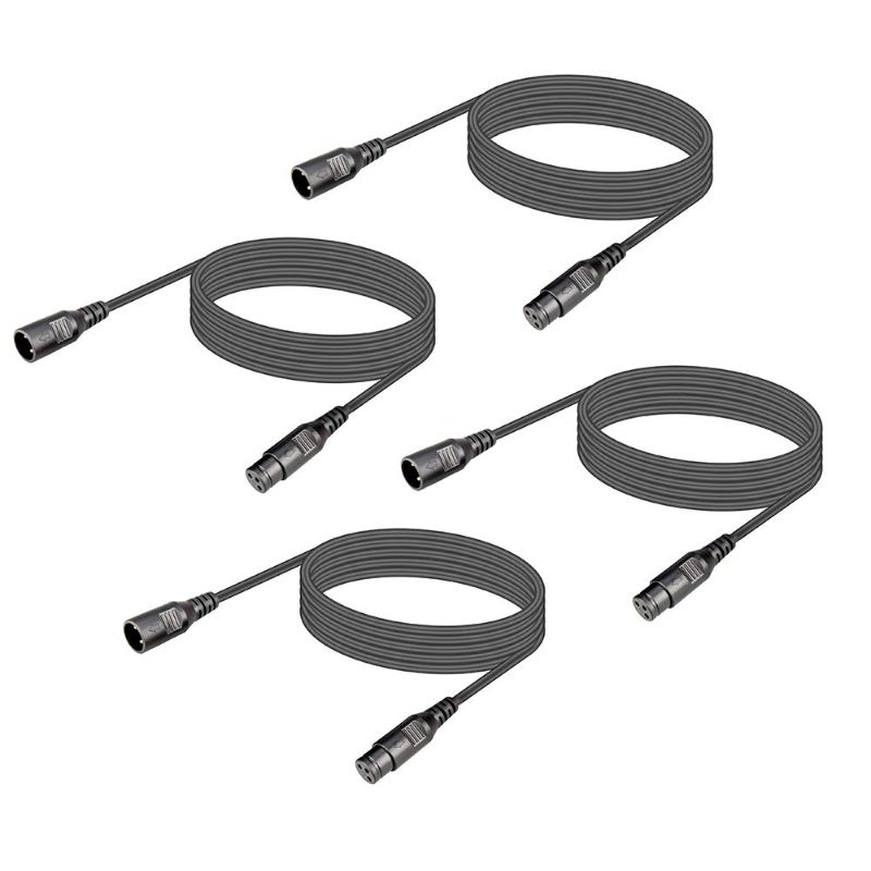 Photo 1 of 4Pack 3 Pin DMX Cables Male Female XLR Patch Cables, Cable DMX 1.2m 4ft XLR Male to XLR Female Light DMX Cable with 3 Pin Connector, Short DMX Cable 3ft for Stage Lights DMX Signal Connection 4Pack 1.2m/4ft