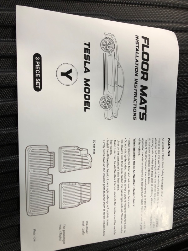 Photo 2 of Car Floor Mats Designed for Tesla Model Y Floor Mats Set for 2020-2023 Model Y - 5 Seater Version All Weather - Model Y Screen Protector Included