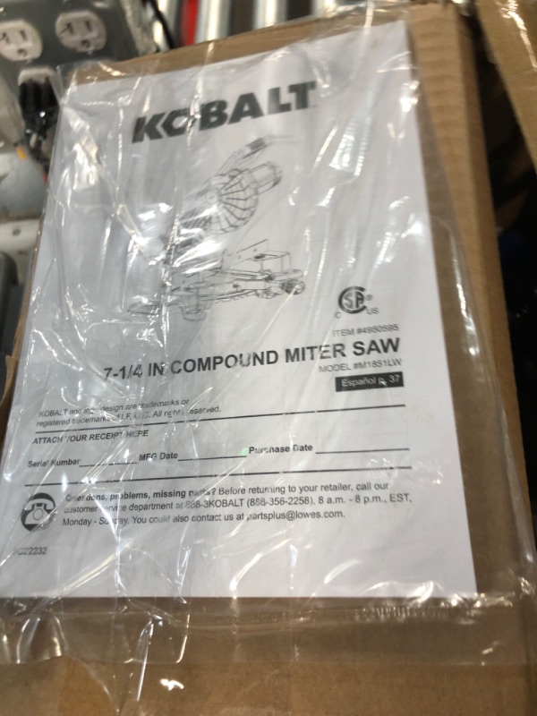 Photo 5 of [FOR PARTS, READ NOTES]
Kobalt 7-1/4-in 10-Amp Single Bevel Compound Corded Miter Saw NONREFUNDABLE
