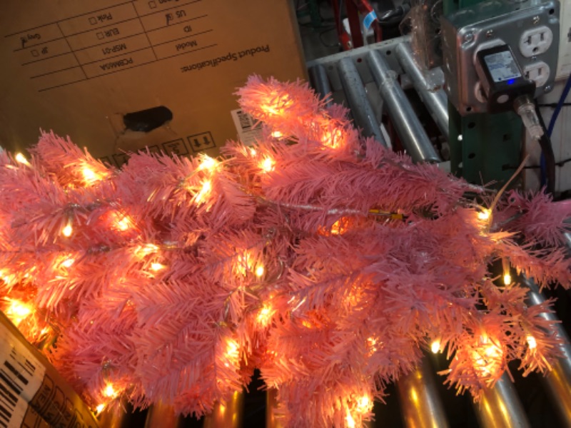 Photo 3 of 6ft Pink Pre-lit Artificial Christmas Pine Tree with 