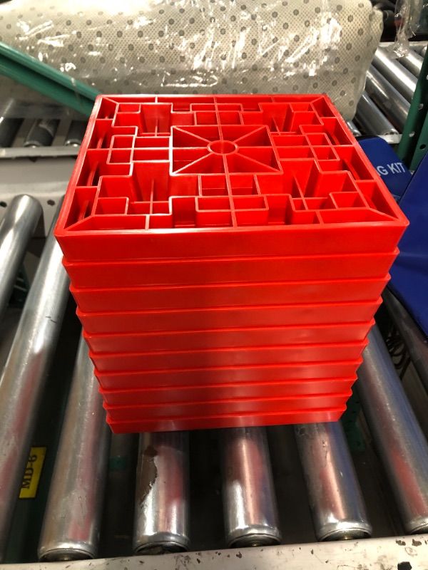 Photo 1 of yosager 10 Pack Heavy Duty Leveling Blocks, Ideal for Leveling Single and Dual Wheels, Camper Levelers, Tongue Jacks, Hydraulic Jacks, Stabilizer Jacks, Red