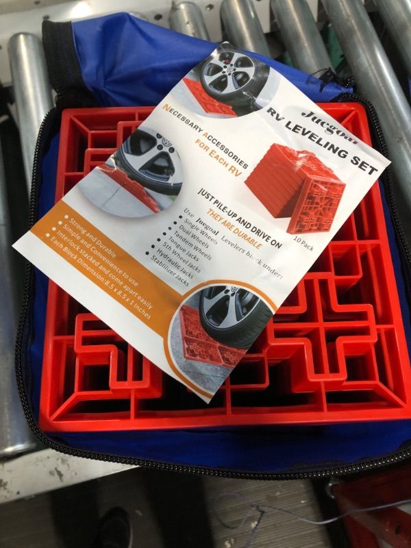 Photo 1 of yosager 10 Pack Heavy Duty Leveling Blocks, Ideal for Leveling Single and Dual Wheels, Camper Levelers, Tongue Jacks, Hydraulic Jacks, Stabilizer Jacks, Red