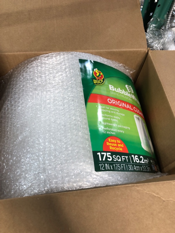 Photo 2 of Duck Brand Bubble Wrap Roll, 12” x 175’, Original Bubble Cushioning for Packing, Shipping, Mailing and Moving, Perforated Every 12” (286891) 12 in. x 175 ft.