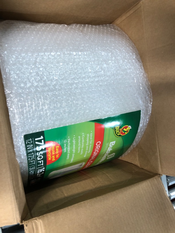 Photo 1 of Duck Brand Bubble Wrap Roll, 12” x 175’, Original Bubble Cushioning for Packing, Shipping, Mailing and Moving, Perforated Every 12” (286891) 12 in. x 175 ft.