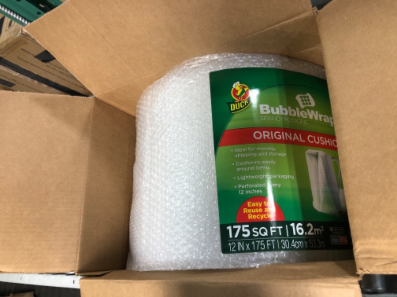 Photo 3 of Duck Brand Bubble Wrap Roll, 12” x 175’, Original Bubble Cushioning for Packing, Shipping, Mailing and Moving, Perforated Every 12” (286891) 12 in. x 175 ft.