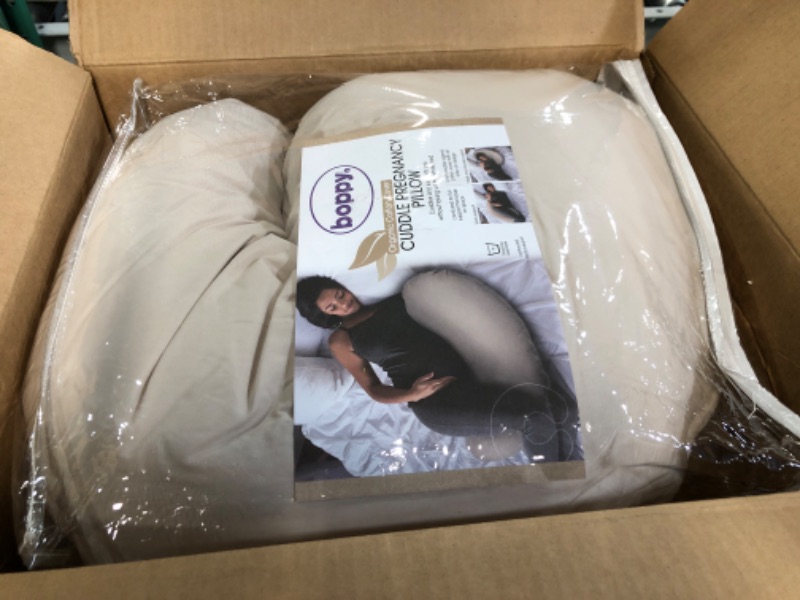 Photo 2 of Boppy Organic Cotton Fabric Cuddle Pregnancy Pillow with Removable, 100% Organic Cotton Pillow Cover | Plush Contoured Support | Prenatal and Postnatal Positioning Organic Biscuit