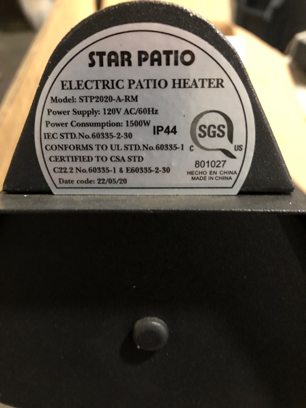 Photo 5 of * important * see clerk notes *
Star Patio Electric Patio Heater with Remote, Wall Mounted, Outdoor Ceiling Patio Heater, Outdoor Heaters, Infrared Heater, Hanging Patio Heater, 