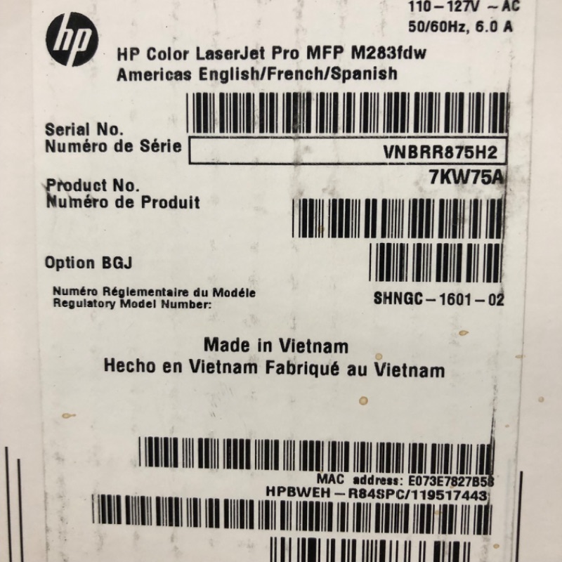 Photo 5 of HP Color LaserJet Pro M283fdw Wireless All-in-One Laser Printer, Remote Mobile Print, Scan & Copy, Duplex Printing, Works with Alexa (7KW75A), White