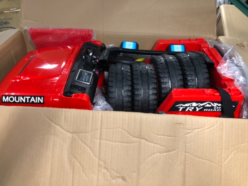 Photo 4 of **SEE NOTES/NON-REFUNDABLE FOR PARTS**
GAOMON 12V Kids Ride on Truck Car, 4 Wheeler Electric Vehicles with Remote Control, Spring Suspension, 3 Speeds, LED Lights, Music, MP3, Battery Powered Ride on Toy Gift for Boys Girls, Red