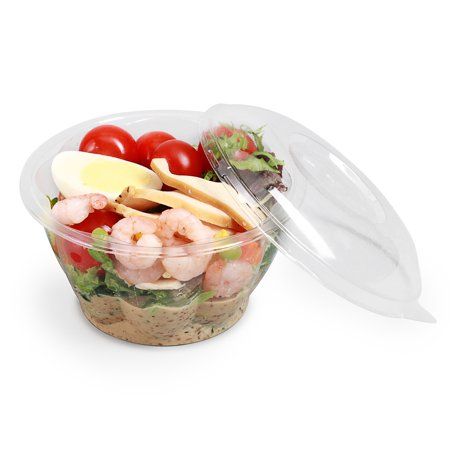 Photo 1 of ***NO LIDS*** Thermo Tek 16 Oz Clear Plastic Ergo-Grip Bowl - 4 3/4 X 4 3/4 X 2 1/2 - 500 Count Box