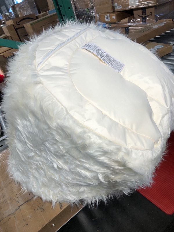 Photo 3 of "Big Joe Milano Beanbag Chair Ivory Shag" Ivory Shag Milano