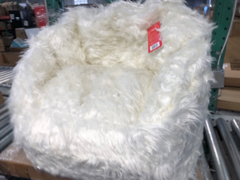 Photo 2 of "Big Joe Milano Beanbag Chair Ivory Shag" Ivory Shag Milano