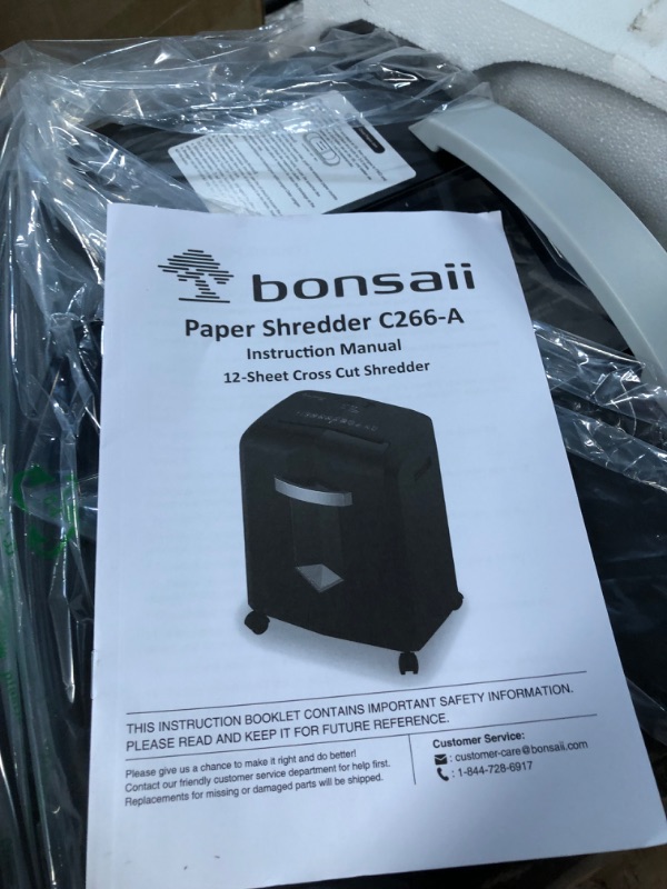 Photo 2 of Bonsaii Paper Shredder, 12-Sheet Cross-Cut Shredder for Home Office Use, 30-Minutes Heavy Duty Shredder with 4.2 Gal Pullout Bin & 4 Casters for Credit Card/CD Anti-Jam Shredding Machine (C266-A) 12 Sheet-4.2 Gal