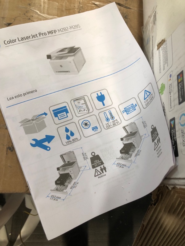 Photo 3 of HP Color LaserJet Pro M283fdw Wireless All-in-One Laser Printer, Remote Mobile Print, Scan & Copy, Duplex Printing, Works with Alexa (7KW75A), White