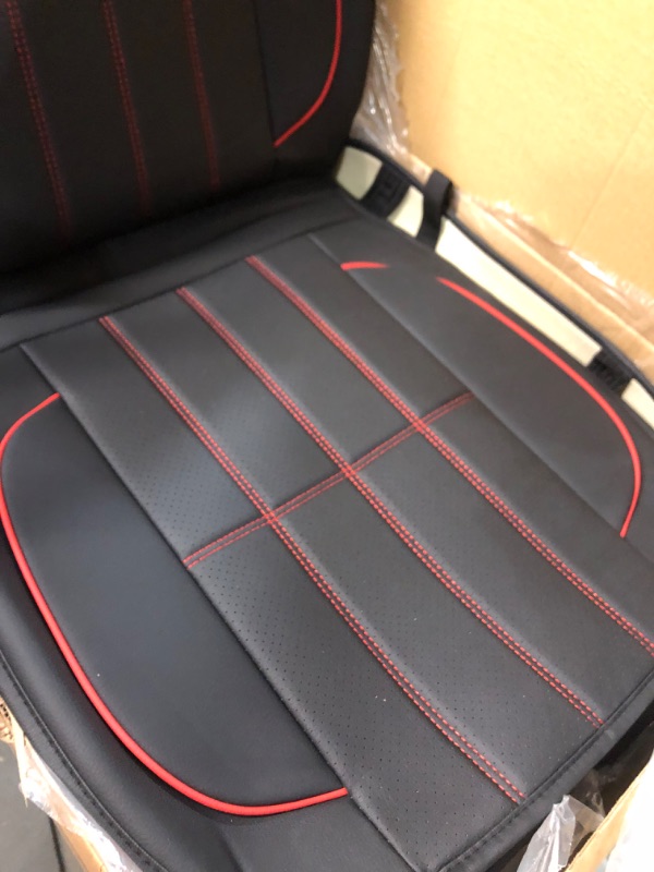 Photo 3 of AOOG Leather Car Seat Covers, Cover for Cars SUV Pick-up Truck, Universal FULL SET BLACK&RED