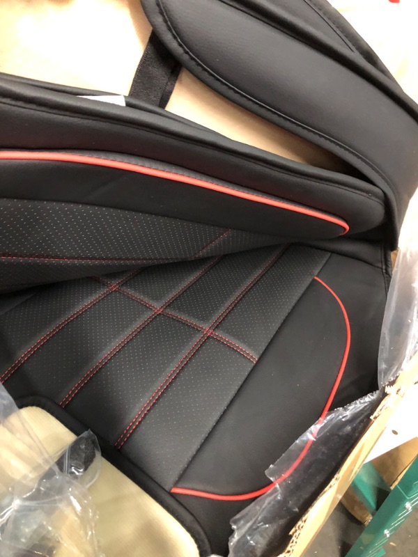 Photo 5 of AOOG Leather Car Seat Covers, Cover for Cars SUV Pick-up Truck, Universal FULL SET BLACK&RED