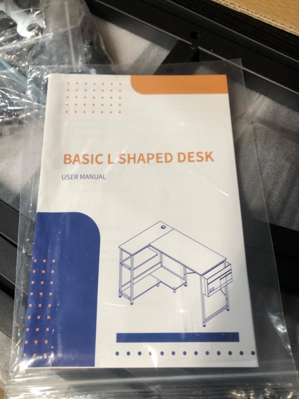 Photo 1 of ODK Small L Shaped Computer Desk, 48 Inch Corner Desk with Reversible Storage Shelves & PC Stand Black