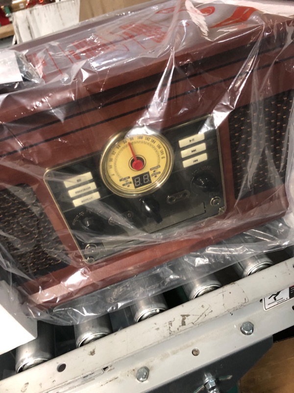 Photo 1 of Victrola Nostalgic 6-in-1 Bluetooth Record Player & Multimedia Center with Built-in Speakers - 3-Speed Turntable, CD & Cassette Player, FM Radio | Wireless Music Streaming | Mahogany Mahogany Entertainment Center
